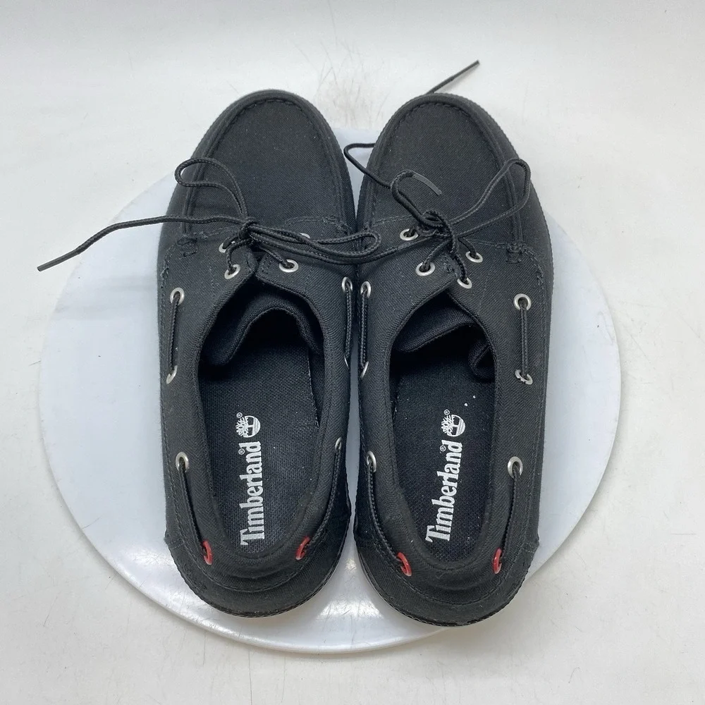 Timberland Union Wharf Canvas Boat Shoes Mens 8.5 Black 2-Eye A0841 Casual Shoes